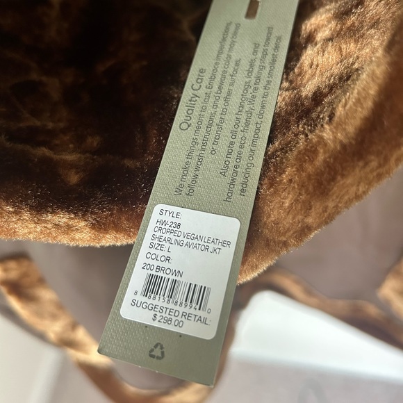 Hudson Cropped Vegan Leather Shearling Aviator Jacket - Picture 3 of 5